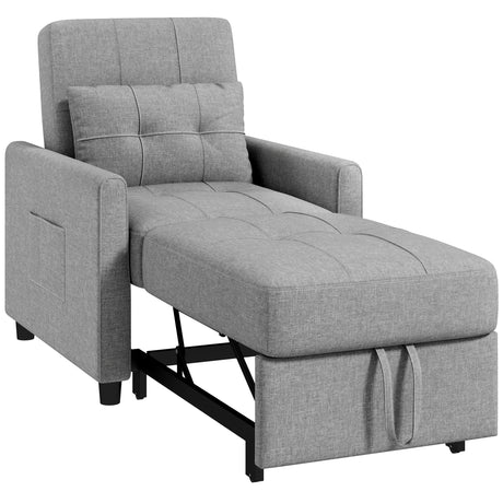 easycomfort easycomfort poltrona letto singolo reclinabile su 3 livelli con cuscino extra 69x82x85cm grigio chiaro