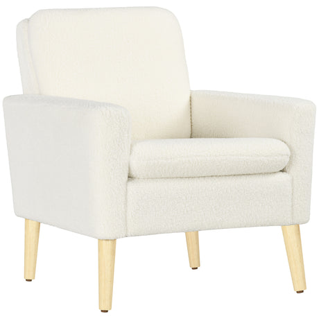 easycomfort easycomfort poltrona per salotto imbottita poltrona moderna in pile e legno 75x78x81 cm bianco crema