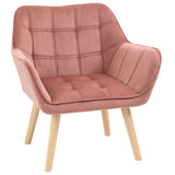 easycomfort easycomfort poltroncina stile nordico in legno ed effetto velluto rosa per soggiorno o ufficio 67x61 5x71 cm