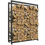 easycomfort easycomfort portalegna da esterno e interno con ruote legnaia in acciaio con capacita 0 43m 120x32x151cm nero