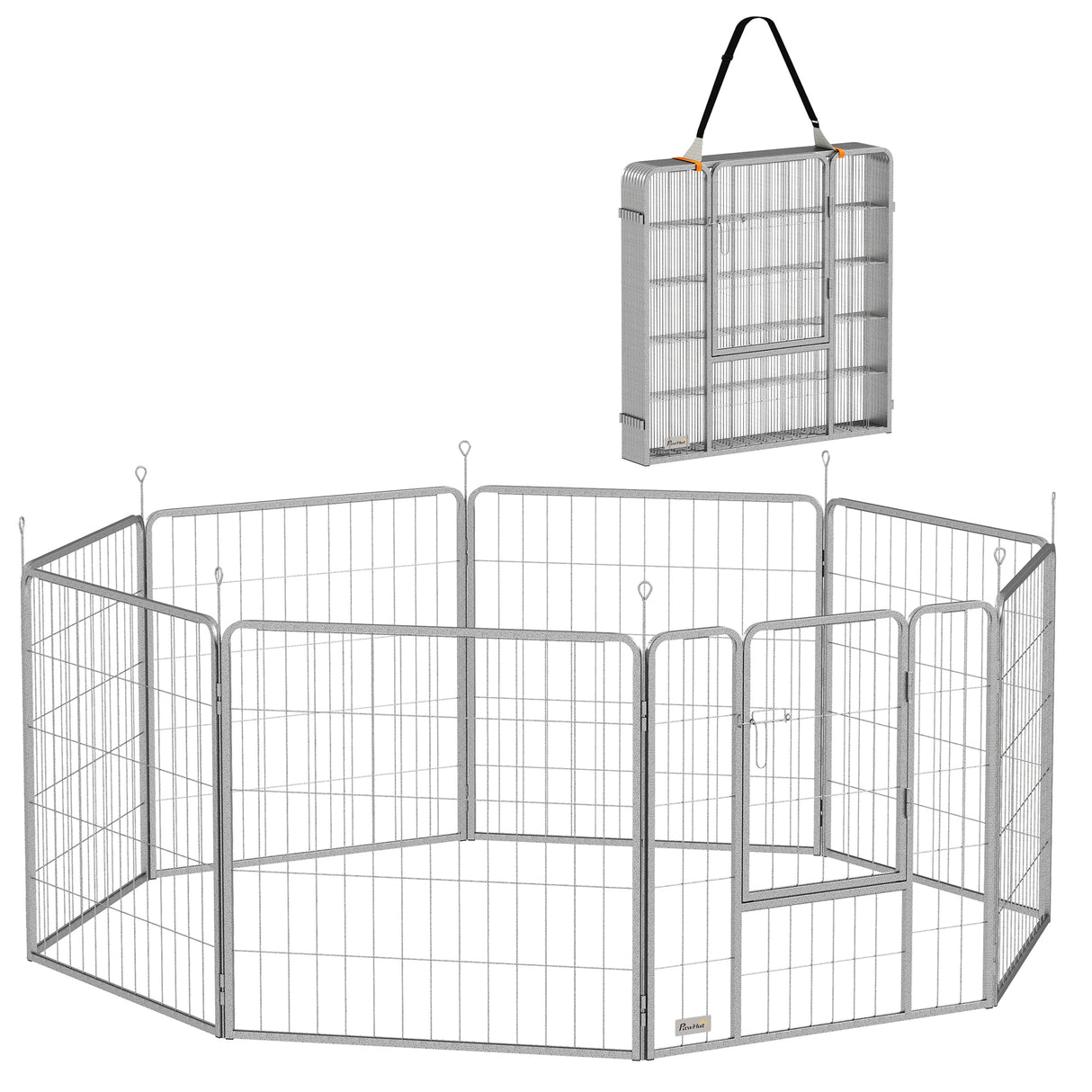 easycomfort easycomfort recinto per cani a 8 pannelli modulabili pieghevole con porta in acciaio altezza 80 cm argento