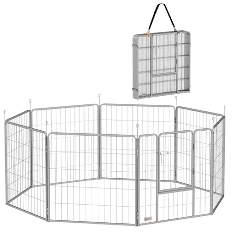 easycomfort easycomfort recinto per cani a 8 pannelli modulabili pieghevole con porta in acciaio altezza 80 cm argento