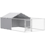 easycomfort easycomfort recinto per cani con coperture e ciotole girevoli in acciaio e tessuto oxford 4x2 3x1 5 m argento