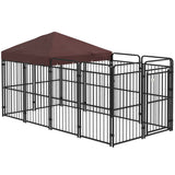 easycomfort easycomfort recinto per cani da esterno in metallo con tetto 282x141x159cm marrone