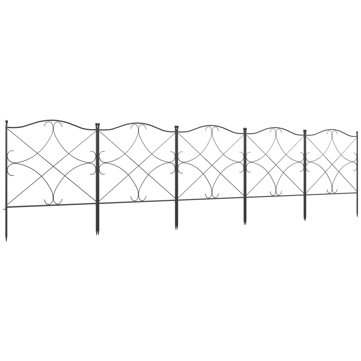 easycomfort easycomfort recinzione esterna a 5 pannelli in metallo con paletti 305x62 cm nera