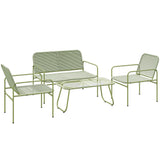 easycomfort easycomfort salotto da esterno in rattan pe con divanetto 2 poltroncine e tavolino con piano in vetro verde