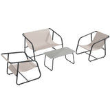 easycomfort easycomfort salotto da giardino con divanetto 2 poltrone e tavolino in acciaio e tessuto a rete crema