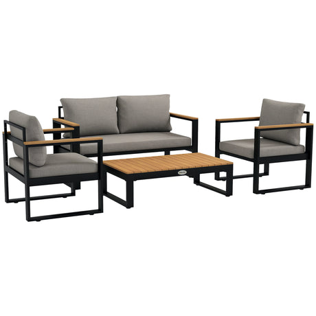 easycomfort easycomfort salotto da giardino con divano da esterno 2 poltrone e tavolino in alluminio grigio