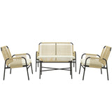 easycomfort easycomfort salotto da giardino in rattan pe con divanetto e 2 poltrone con cuscini tavolino in vetro giallo