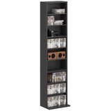 easycomfort easycomfort scaffale porta cd con 6 ripiani regolabili capacita di 260 cd120 dvd 33x24x140 cm nero