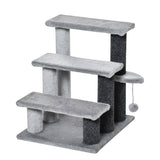 easycomfort easycomfort scaletta per gatti a 3 gradini con rivestimento in flanella e pallina 45x40x48cm grigio