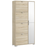 easycomfort easycomfort scarpiera con specchio per 16 paia di scarpe 4 cassetti a ribalta e 2 armadietti 82x30x168cm rovere