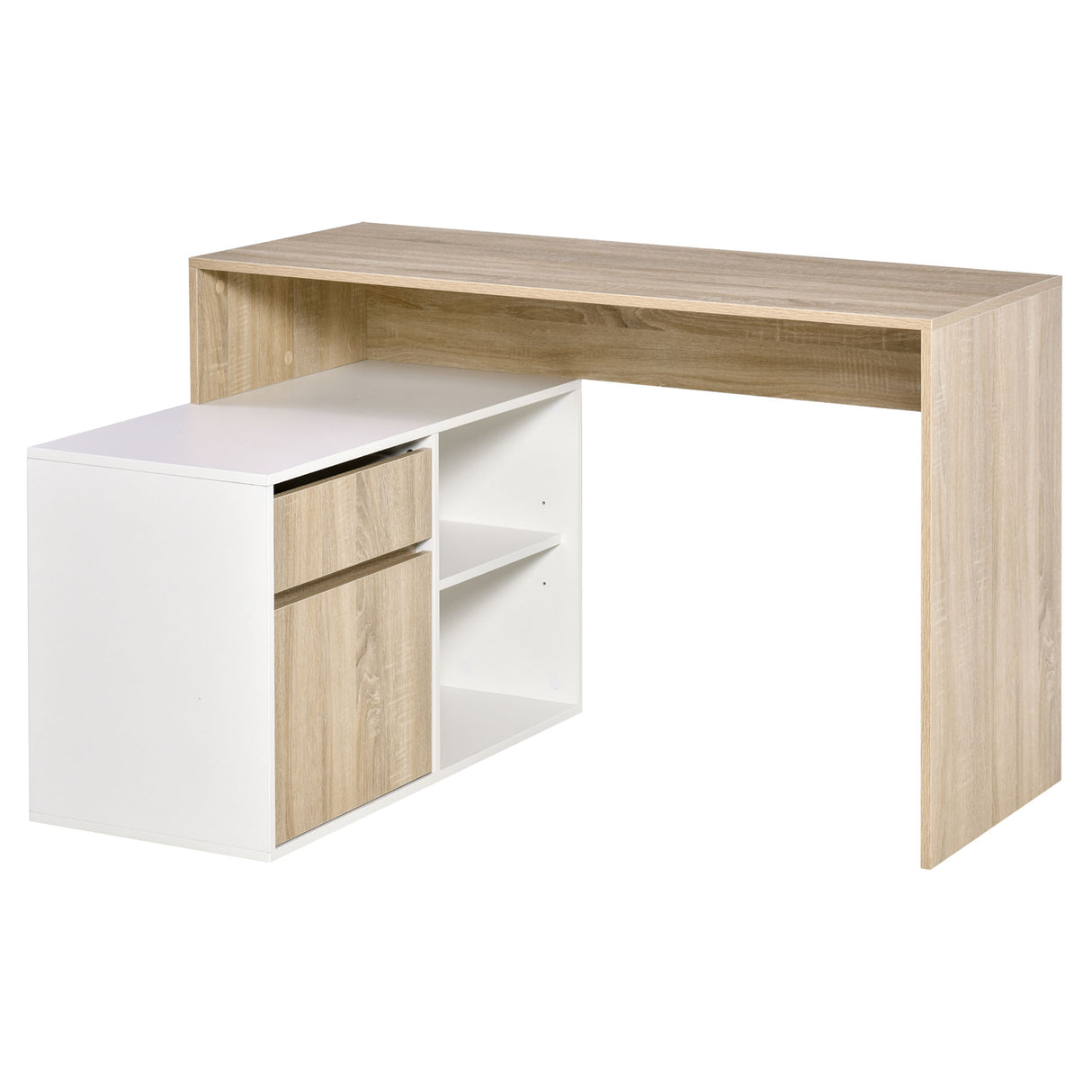 easycomfort easycomfort scrivania angolare scrivania ad angolo per computer da camera o ufficio scrivania salvaspazio in legno rovere e bianco
