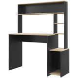 easycomfort easycomfort scrivania moderna con ripiani e supporto per cpu in legno 114x45x138cm grigio e legno naturale