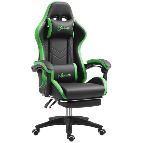 easycomfort easycomfort sedia da gaming con altezza regolabile e schienale reclinabile 65x65x121 129 cm nero e verde