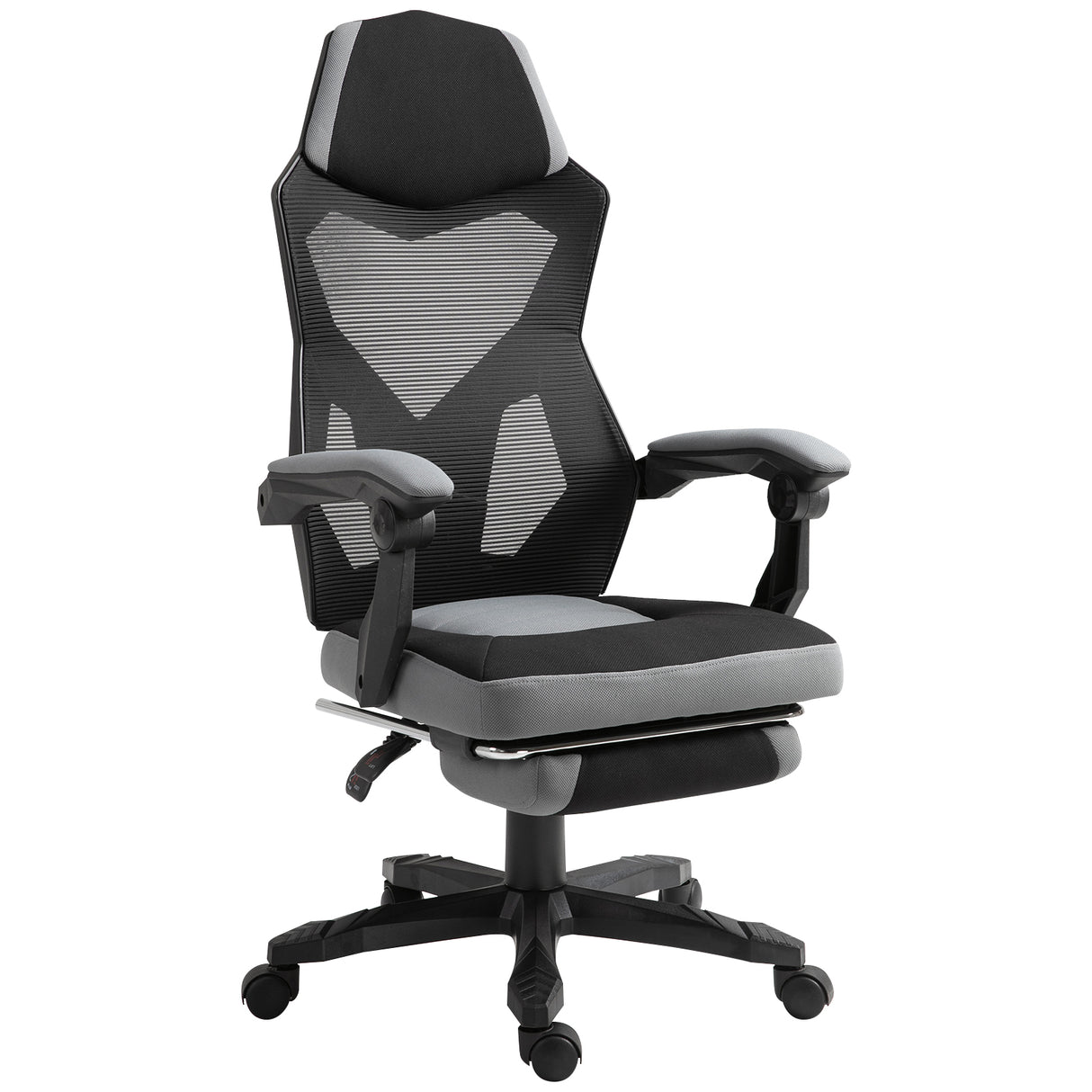 easycomfort easycomfort sedia da ufficio ergonomica con schienale reclinabile poggiapiedi retrattile altezza regolabile grigio