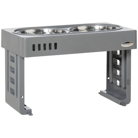 easycomfort easycomfort set 2 ciotole per cani da 1 2l con gambe rimovibili in abs e acciaio 44x27 7x28 cm grigio e argento