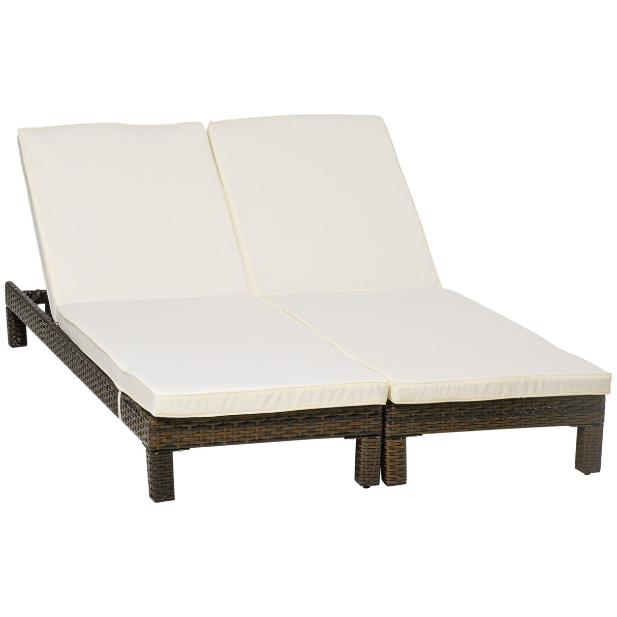 easycomfort easycomfort set 2 lettini prendisole in rattan pe con cuscino e schienale 5 reclinazioni 196x60x22cm