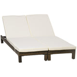 easycomfort easycomfort set 2 lettini prendisole in rattan pe con cuscino e schienale 5 reclinazioni 196x60x22cm