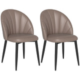 easycomfort easycomfort set 2 sedie da pranzo in pelle pu con gambe in metallo e schienale a conchiglia marrone