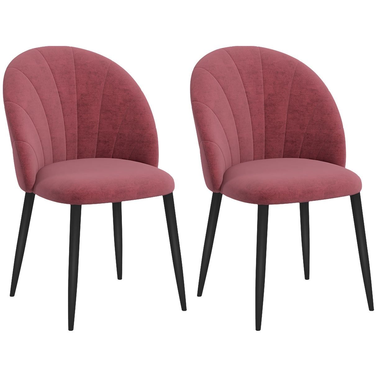 easycomfort easycomfort set 2 sedie da pranzo in velluto imbottite con gambe in metallo rosso