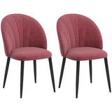 easycomfort easycomfort set 2 sedie da pranzo in velluto imbottite con gambe in metallo rosso