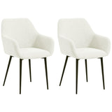 easycomfort easycomfort set 2 sedie da pranzo nordiche imbottite con braccioli ricurvi in tessuto effetto velluto 54x57x80 cm crema