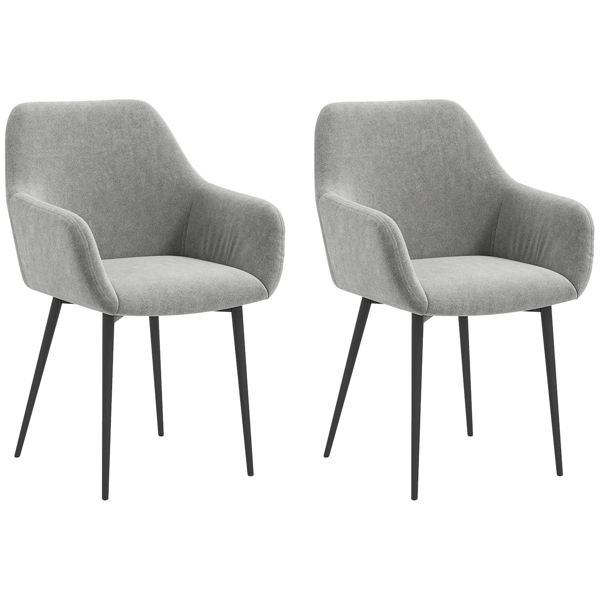easycomfort easycomfort set 2 sedie da pranzo nordiche imbottite con braccioli ricurvi in tessuto effetto velluto 54x57x80 cm grigio scuro