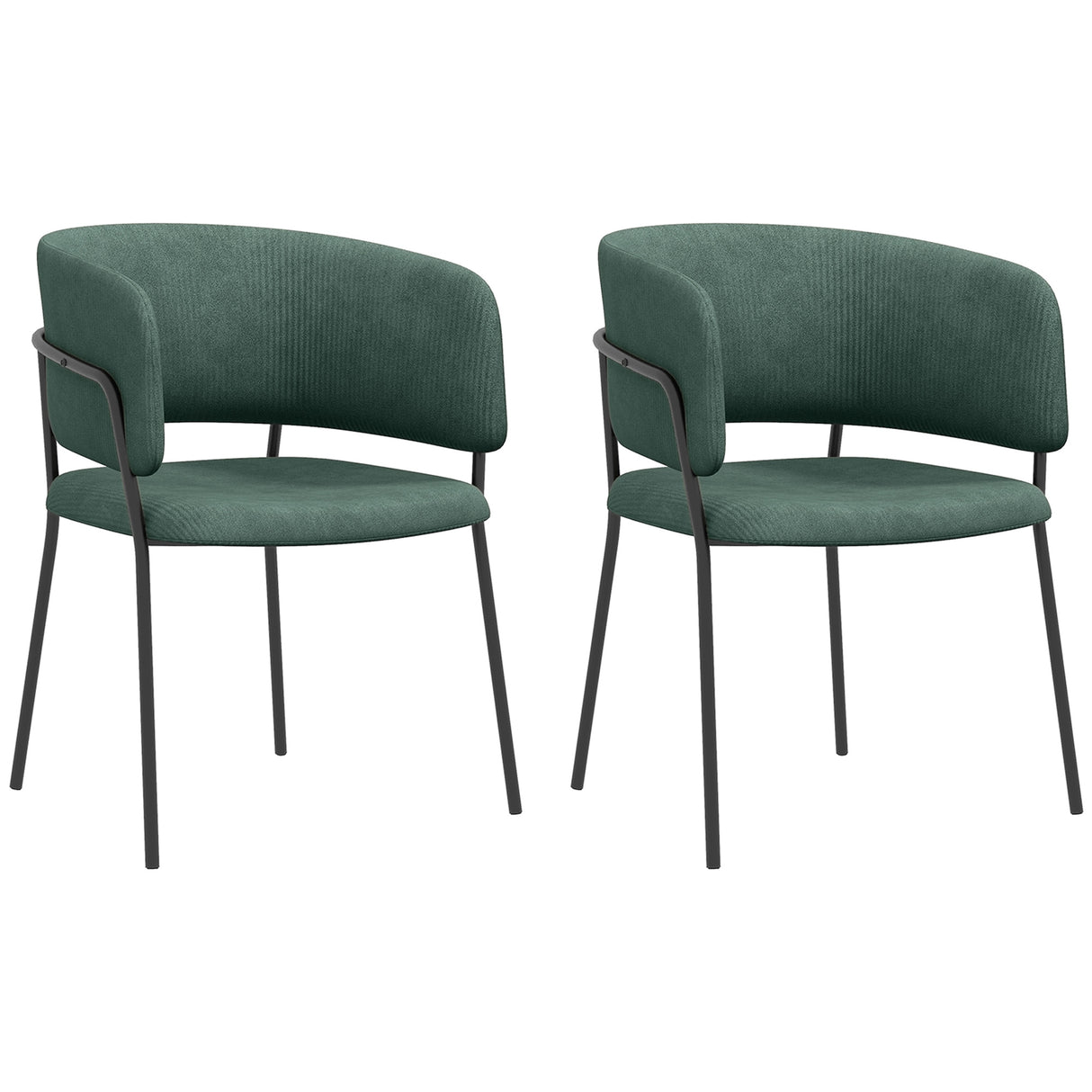 easycomfort easycomfort set 2 sedie per cucina imbottite in tessuto effetto velluto e acciaio 57x53x73 cm verde