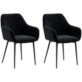 easycomfort easycomfort set 2 sedie per sala da pranzo moderne con braccioli seduta imbottita e gambe in acciaio 54x57x80cm nero