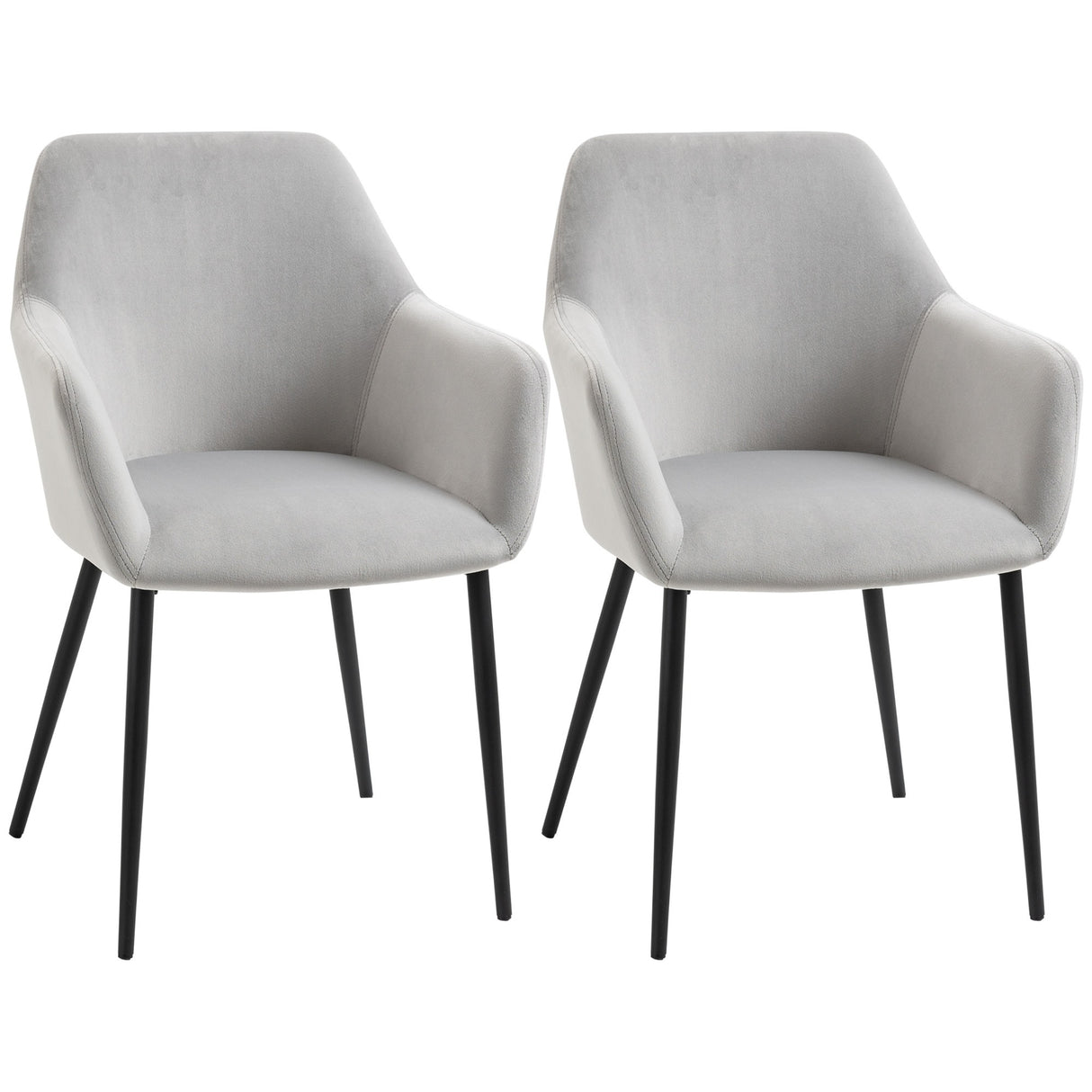easycomfort easycomfort set 2 sedie per soggiorno nordiche con schienale e braccioli ricurvi e seduta imbottita 54x57x80 cm grigio
