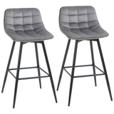 easycomfort easycomfort set 2 sgabelli alti in stile nordico con schienale e poggiapiedi sgabelli con schienale in tessuto effetto velluto e metallo 45x47x88 cm grigio ean 8054144138626