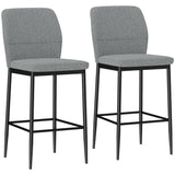 easycomfort easycomfort set 2 sgabelli bar in velluto moderni con poggiapiedi e schienale 41x52x97 cm grigio