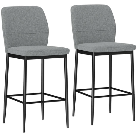 easycomfort easycomfort set 2 sgabelli bar in velluto moderni con poggiapiedi e schienale 41x52x97 cm grigio