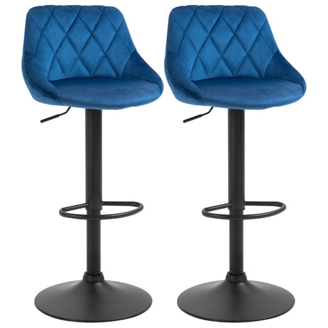 easycomfort easycomfort set 2 sgabelli da bar altezza regolabile con base in metallo e seduta in velluto sgabelli moderni con schienale e poggiapiedi 46x48x83 104cm blu