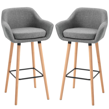 easycomfort easycomfort set 2 sgabelli da bar alti con schienale e poggiapiedi sgabelli da cucina stile vintage in tessuto con cuscino e gambe in legno per sala da pranzo 55x48x100cm