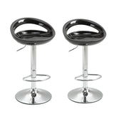 easycomfort easycomfort set 2 sgabelli da bar alti sgabelli girevoli a 360 con schienale e poggiapiedi altezza regolabile base in acciaio per sala da pranzo e cucina 46x41x76 96cm nero ean 8054144139012