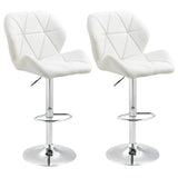 easycomfort easycomfort set 2 sgabelli da bar con altezza regolabile base in metallo e seduta in pelle pu sgabelli con schienale e poggiapiedi 51 5x57 5x93 114 5cm bianco