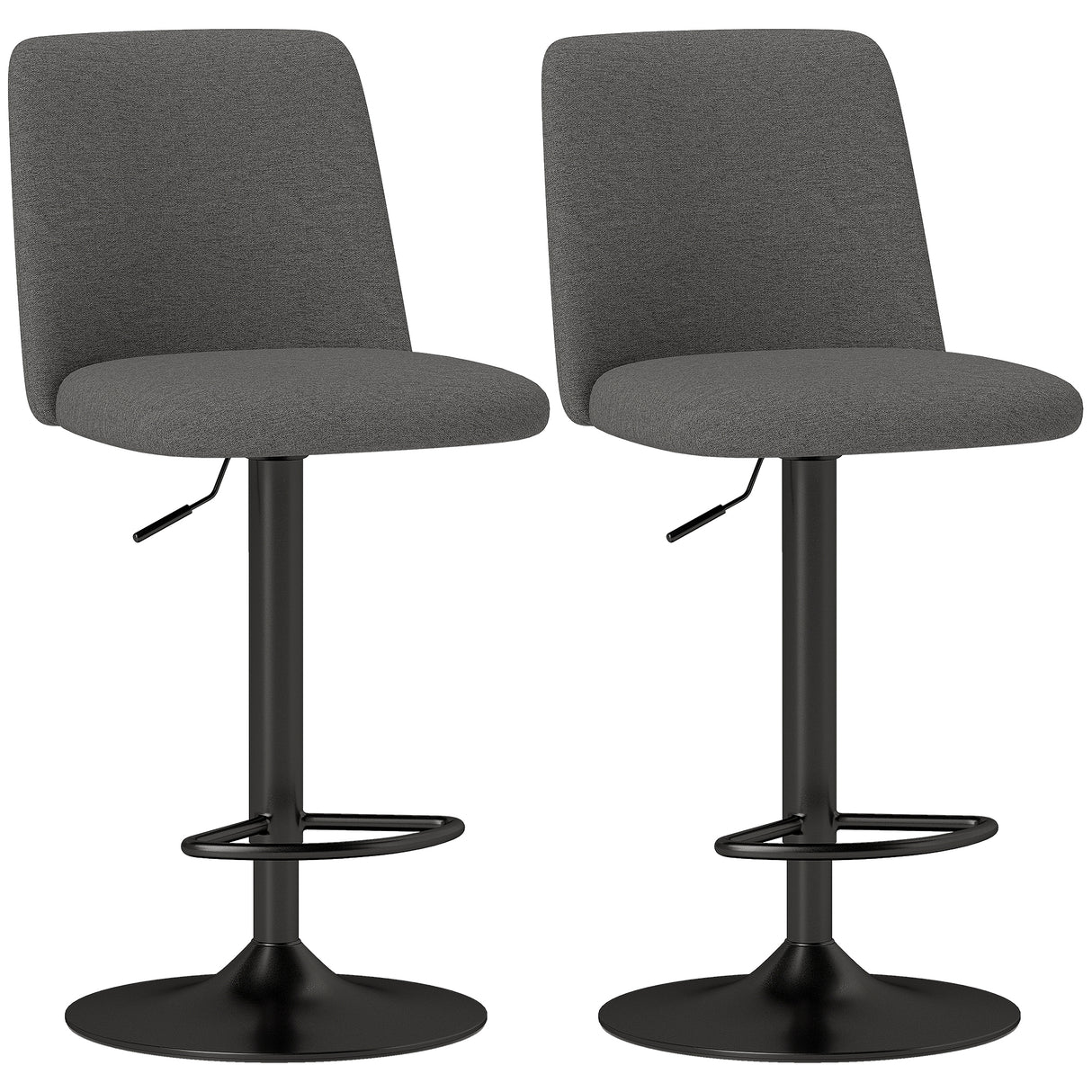 easycomfort easycomfort set 2 sgabelli da bar girevoli ad altezza regolabile in tessuto effetto lino 44x53x91 111 cm grigio scuro