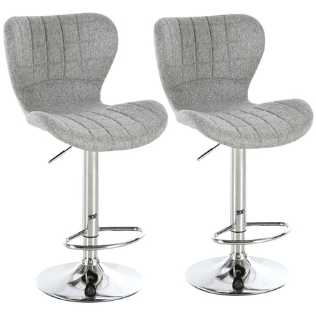 easycomfort easycomfort set 2 sgabelli da bar girevoli con altezza regolabile poggiapiedi e schienale in tessuto grigio