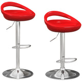 easycomfort easycomfort set 2 sgabelli da bar girevoli con poggiapiedi altezza regolabile base in acciaio seduta in abs rosso