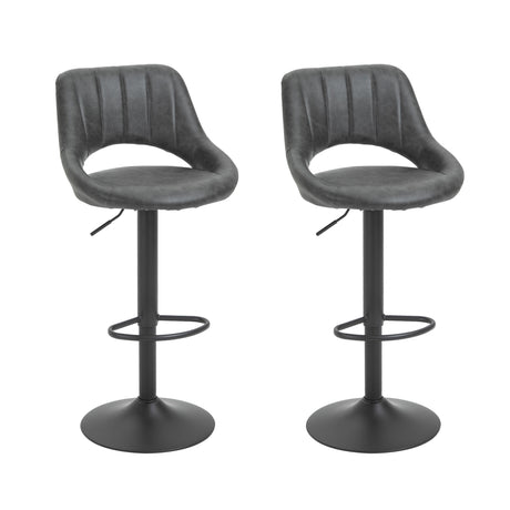 easycomfort easycomfort set 2 sgabelli da bar girevoli con schienale e poggiapiedi sgabelli alti moderni con altezza regolabile base in metallo seduta finta pelle grigia 44x49x90 110cm