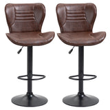 easycomfort easycomfort set 2 sgabelli da bar in finta pelle con altezza regolabile seduta girevole e poggiapiedi marrone