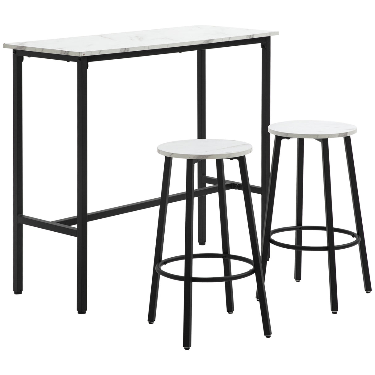 easycomfort easycomfort set 3 pezzi con tavolo rettangolare e 2 sgabelli da bar in truciolato mdf e acciaio bianco e nero