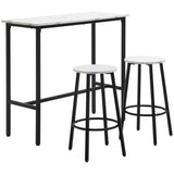 easycomfort easycomfort set 3 pezzi con tavolo rettangolare e 2 sgabelli da bar in truciolato mdf e acciaio bianco e nero