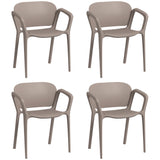 easycomfort easycomfort set 4 sedie da giardino impilabili in plastica moderne con braccioli 60x56x75 cm grigio