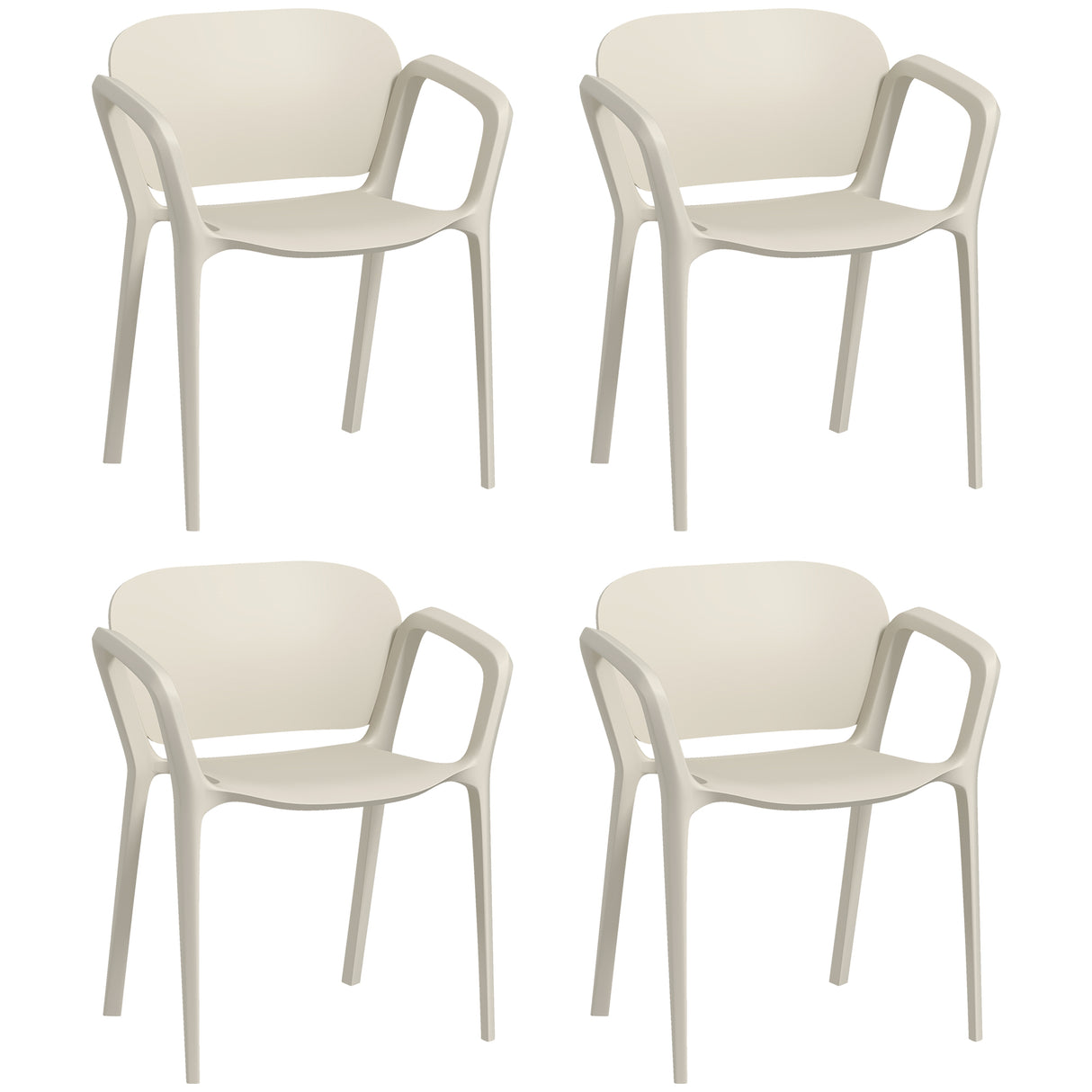 easycomfort easycomfort set 4 sedie da giardino impilabili in pp dal design moderno con braccioli 60x56x75 cm bianco