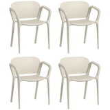 easycomfort easycomfort set 4 sedie da giardino impilabili in pp dal design moderno con braccioli 60x56x75 cm bianco