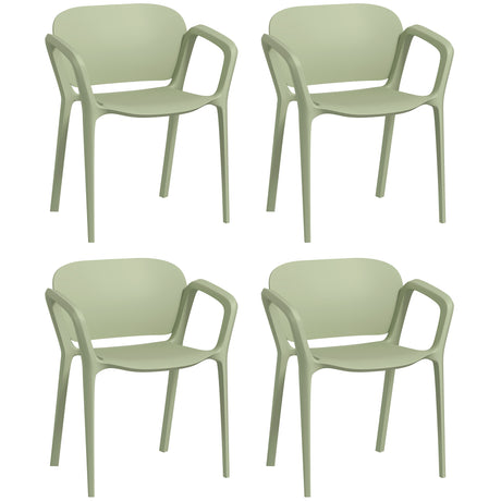 easycomfort easycomfort set 4 sedie da giardino impilabili in pp dal design moderno con braccioli 60x56x75 cm verde