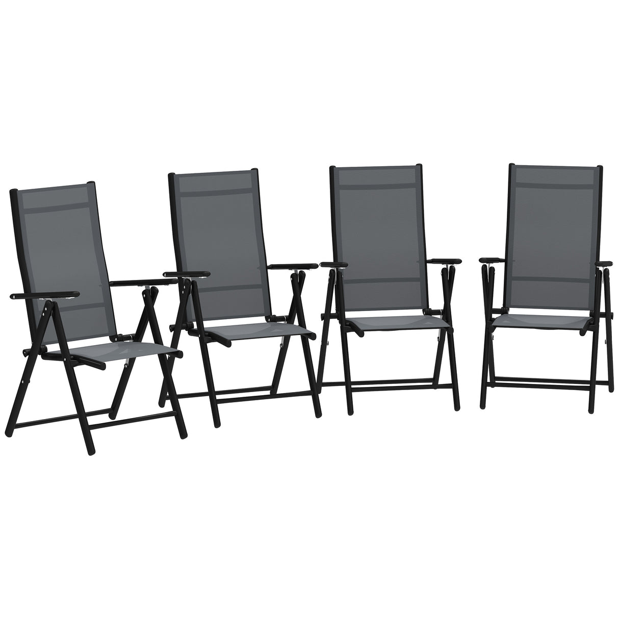 easycomfort easycomfort set 4 sedie da giardino pieghevoli e traspiranti con braccioli in acciaio e poliestere 56x69x106 cm grigio